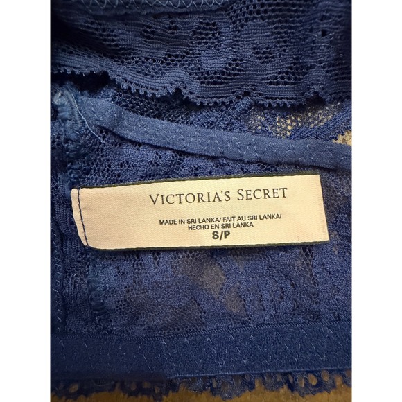 Victorias Secret Navy Blue Lace Bralette Crop Top Women's Size S P - Picture 3 of 3